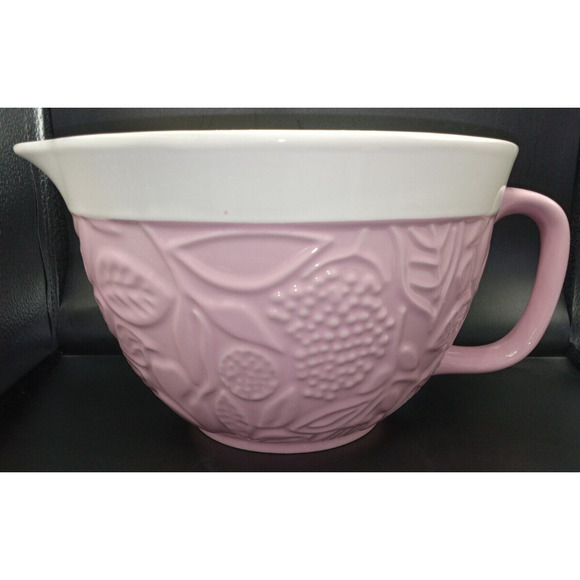 The Bake Shop by Master class Pink & ivory Mixing bowl w handle 8 3/4" x 6" - Picture 1 of 10